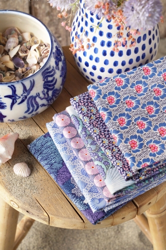 Tilda Patchwork Stoff Baumwolle - Cotton Beach - Coral Reef Blue